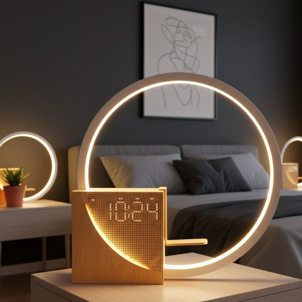 Lampă de noptieră tactilă — generator integrat de zgomot alb și luminozitate reglabilă