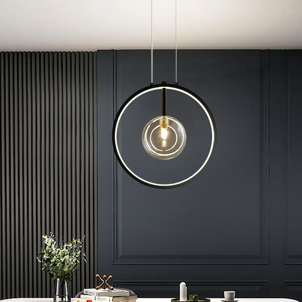 Kirra Schwarze Matte Glas Globe Pendelleuchte für moderne Flure