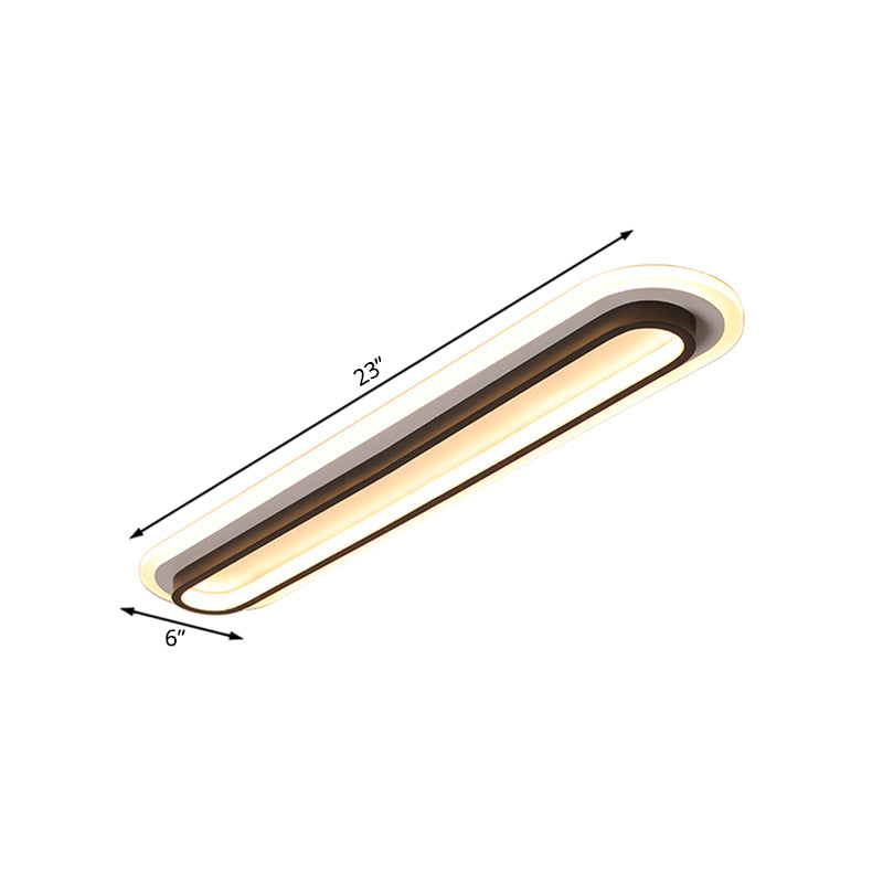 Oval LED Ceiling Light Black/White — Acrylic Diffuser