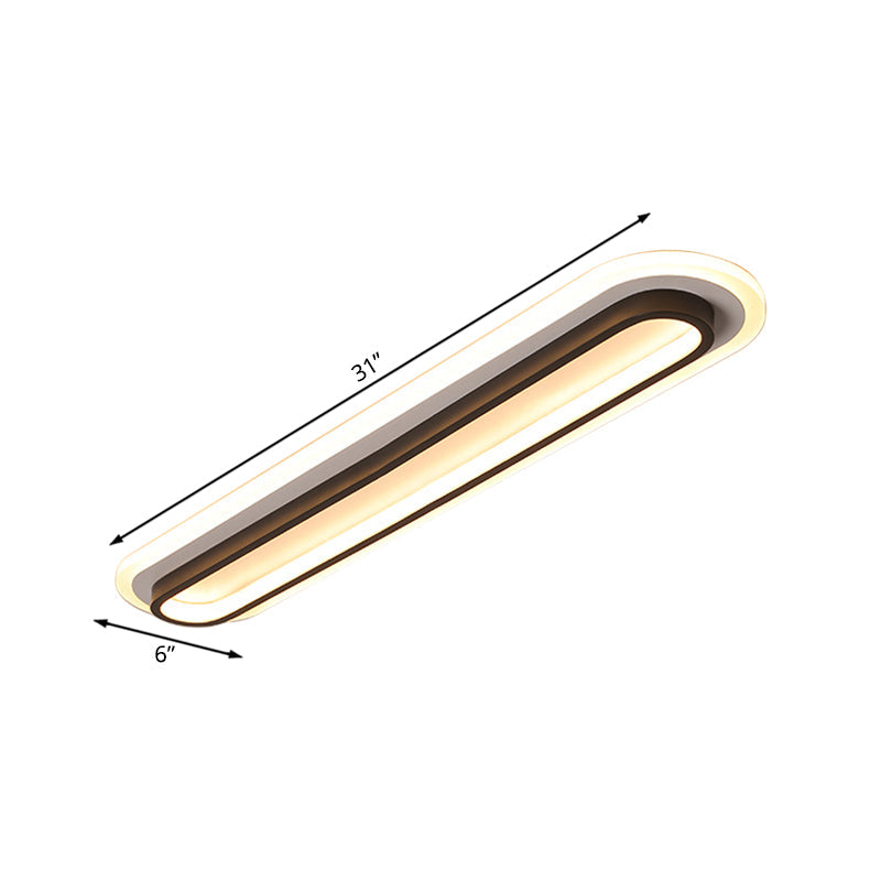 Oval LED Ceiling Light Black/White — Acrylic Diffuser