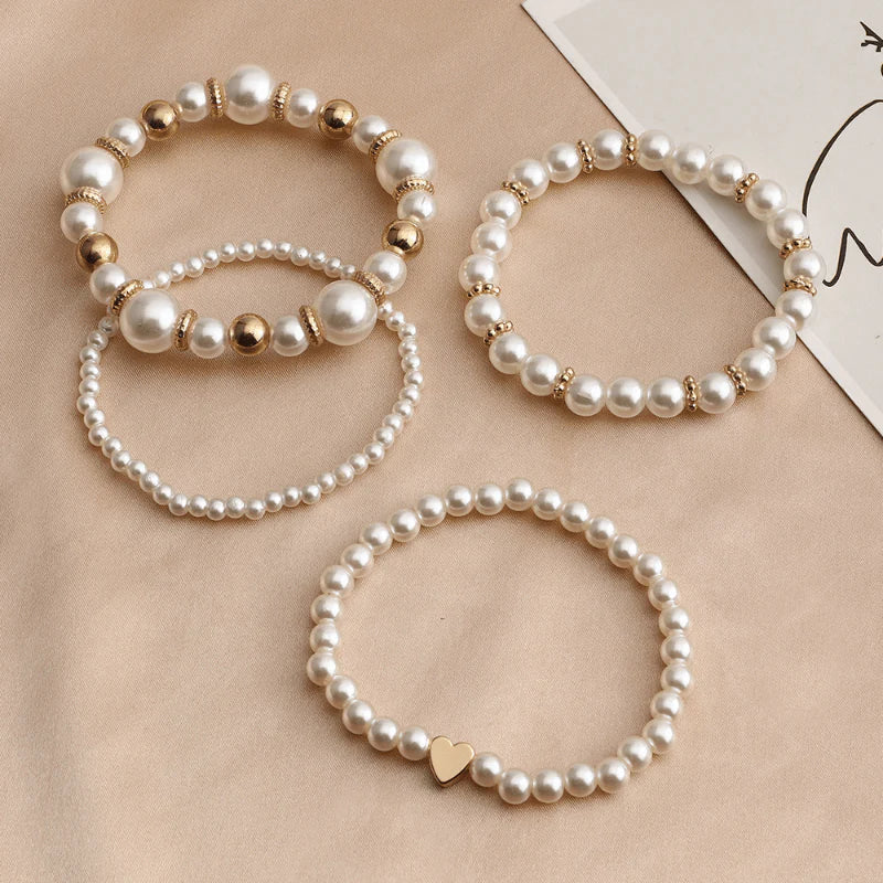 Flari-Perlenarmband-Set mit Schleifen, 4er-Pack - passend für alle Handgelenke