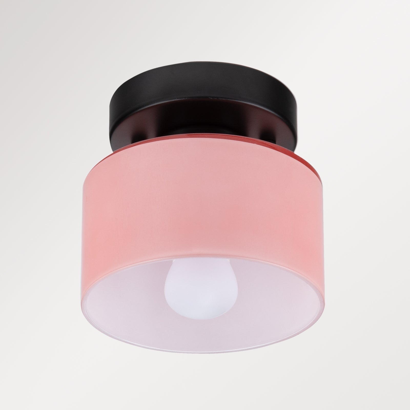 Retro Amber Glass Ceiling Light — E27/E26 Socket, Direct Mount, Cylindrical Shade