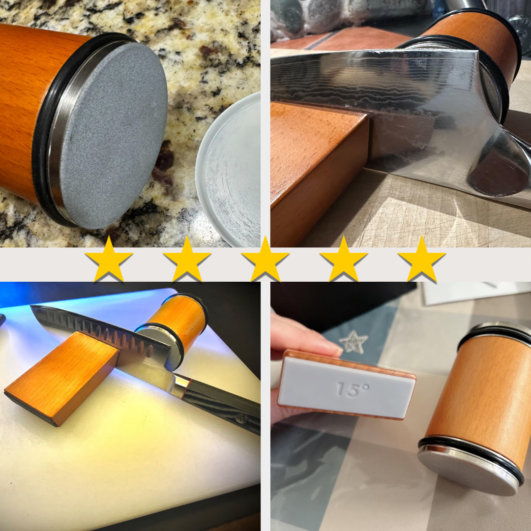 Rolling Knife Sharpener — Diamond Disc, Magnetic Holder, 15°/20° Angles