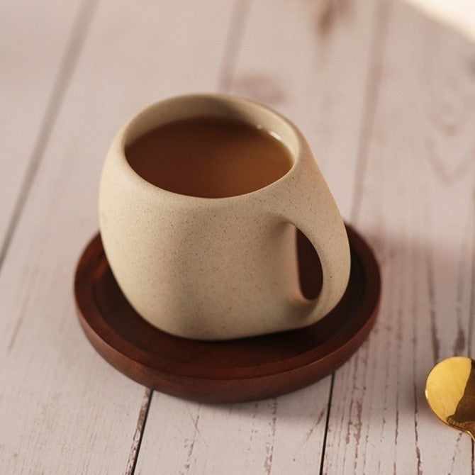 Hana keramisk kaffekoppsset med japansk inspiration — bambufat och sked ingår