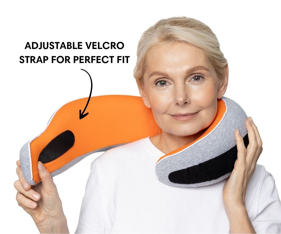 Almofada de viagem para o pescoço em espuma viscoelástica — Ajuste ergonómico e formato compacto para transportar