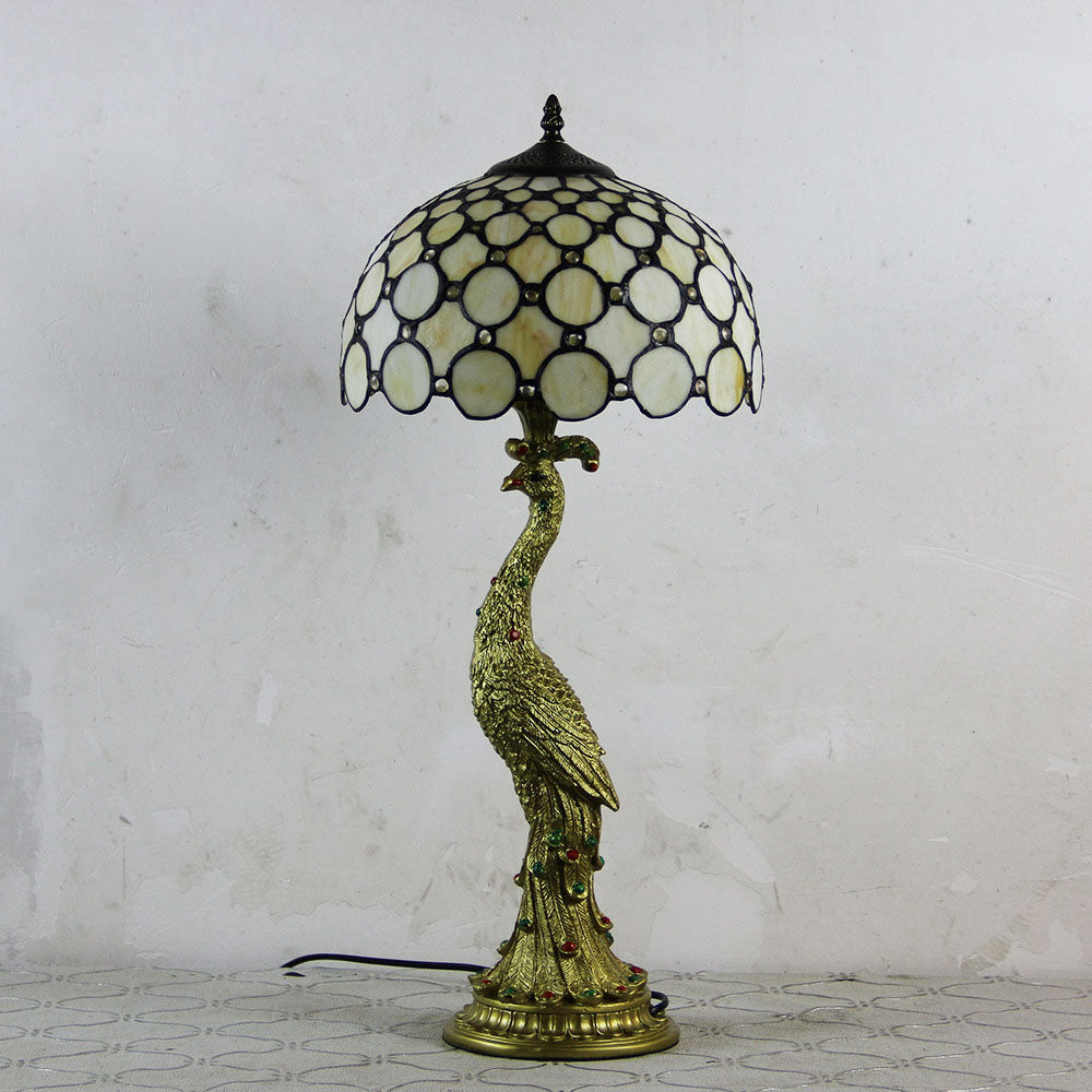 Stolní lampa Aurena Tiffany Style — zářivě vícebarevné skleněné stínidlo ve tvaru kopule