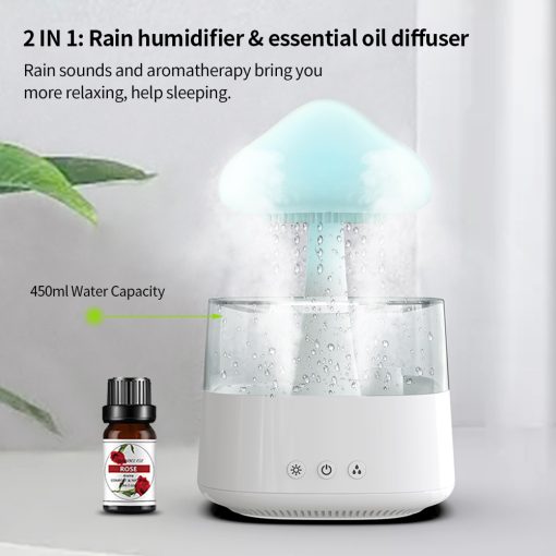 2-in-1 Desk Light Humidifier Rain Cloud Aromatherapy Essential Oil Zen Diffuser & Raining Cloud Night Light Mushroom Lamp | Filindra
