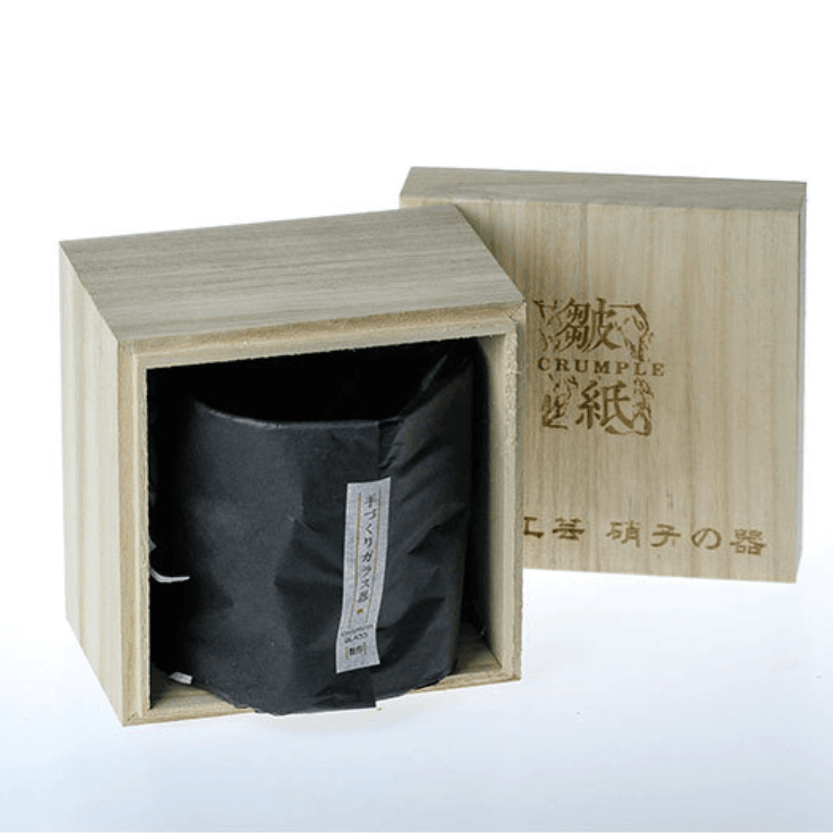 Kairo Glassworks Edo-Kiriko-Whiskyglas, handgeschliffen – Künstlerisches, zerknittertes Design