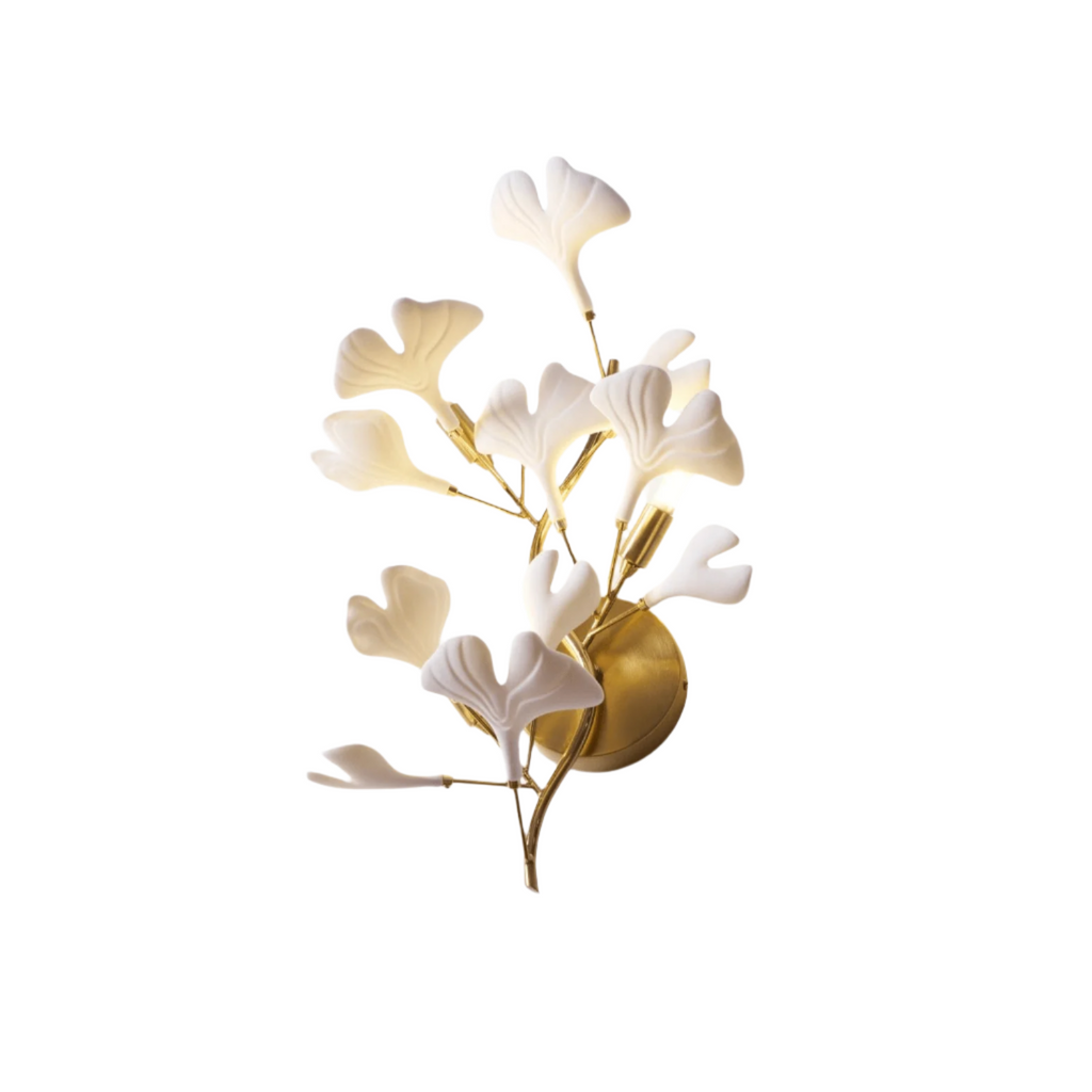 Veralon Ginkgo Ceramic Wall Light Finish Soft Matte Ambient Glow