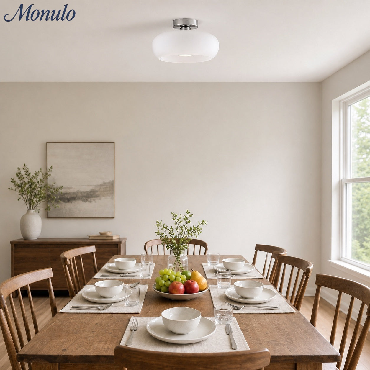 Bauhaus Circular Ceiling Light — Glass Disk Shade, Brass or Chrome Finish, Orange-Yellow or White Glass