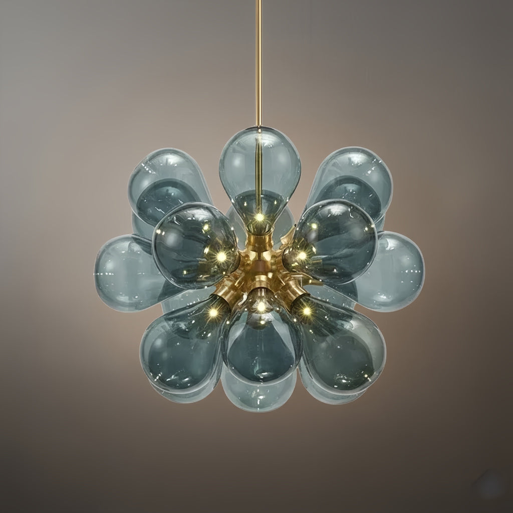 Art Deco Bubble Chandelier – Blue/Purple/White Glass for Living Room - Flindria