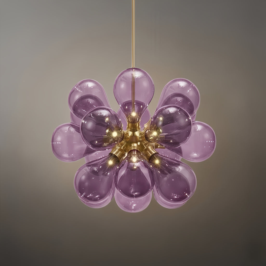 Art Deco Bubble Chandelier – Blue/Purple/White Glass for Living Room - Flindria