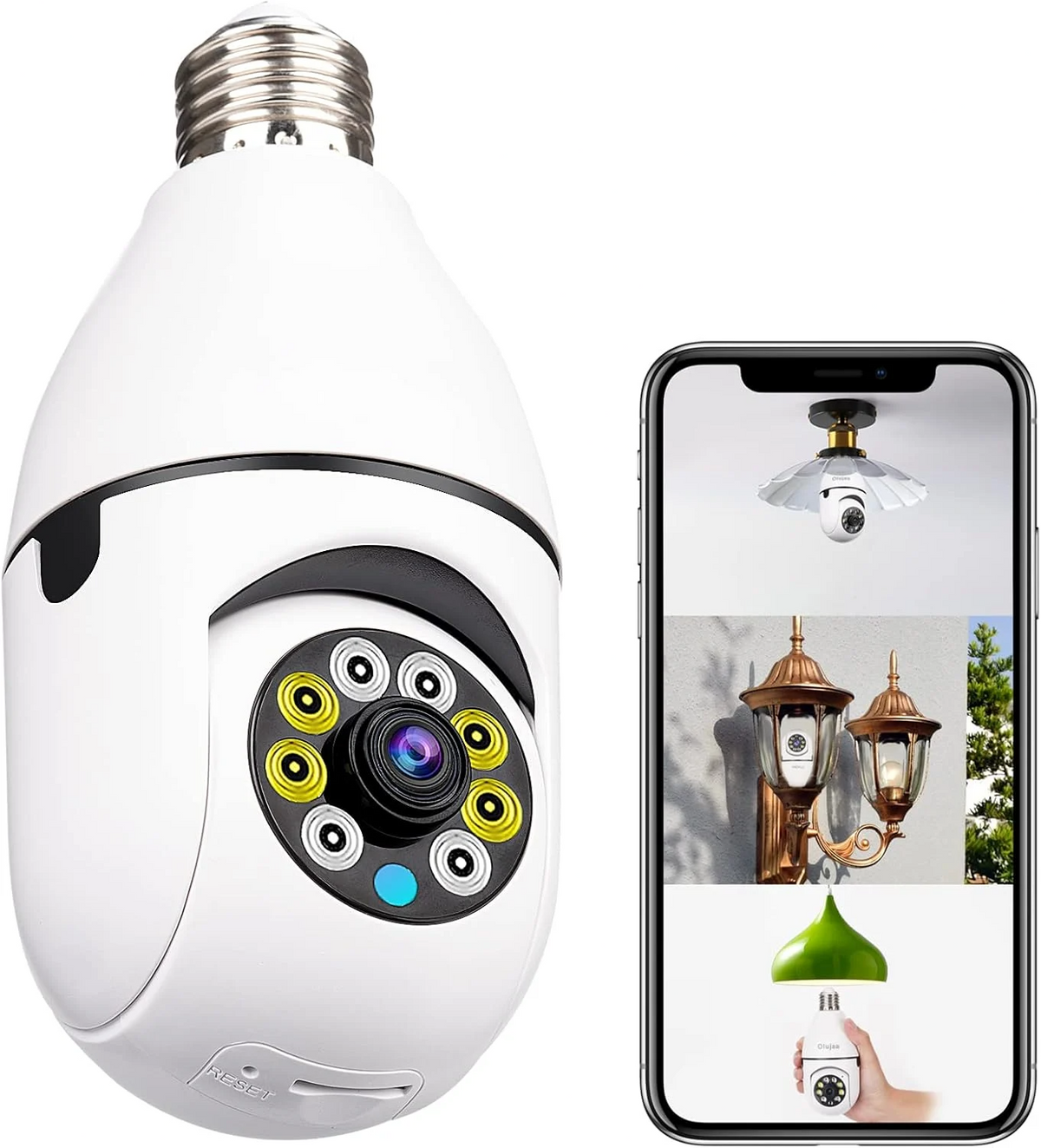 HD Wireless Outdoor WiFi Light Bulb Security Camera — Motion Detection