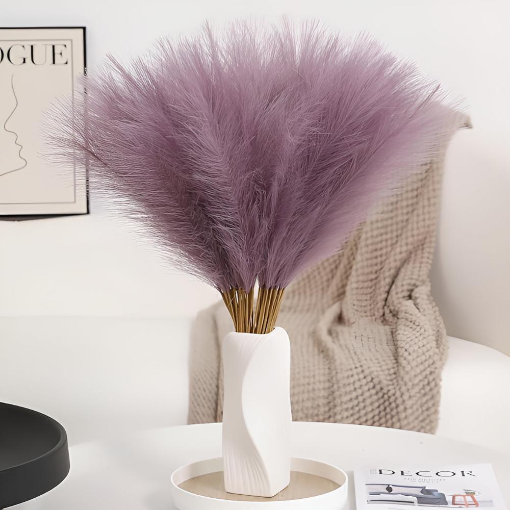 Steli decorativi di erba della pampas sintetica — Set da 3 pezzi che non perde foglie