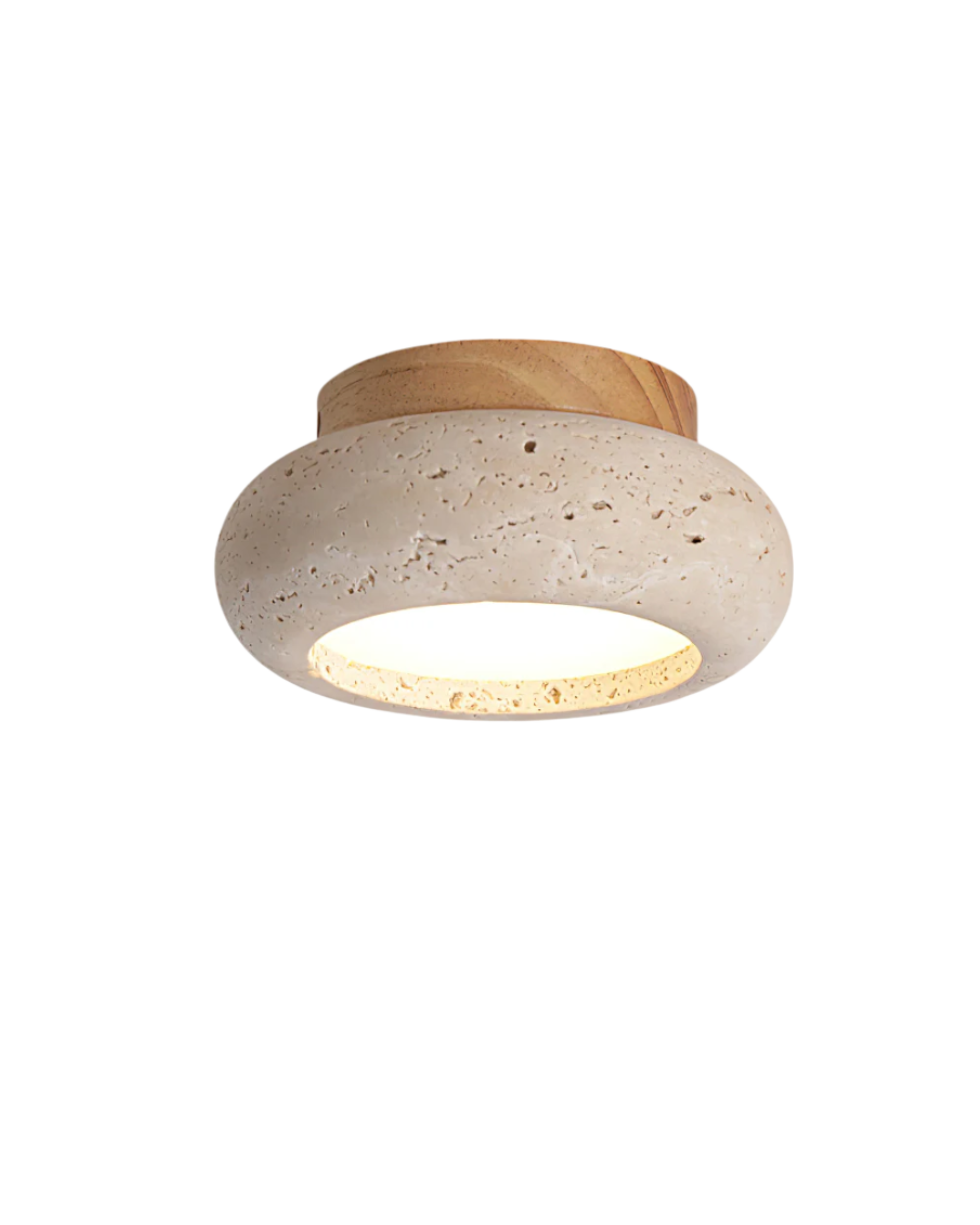 Acrylic Ceiling Lamp in Walnut and Beige — Flat Panel, Even Illumination