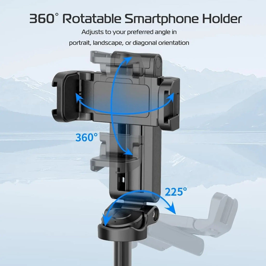 Bluetooth-Selfie-Stick-Stativ — ausziehbarer 4-teiliger 360°-Halter