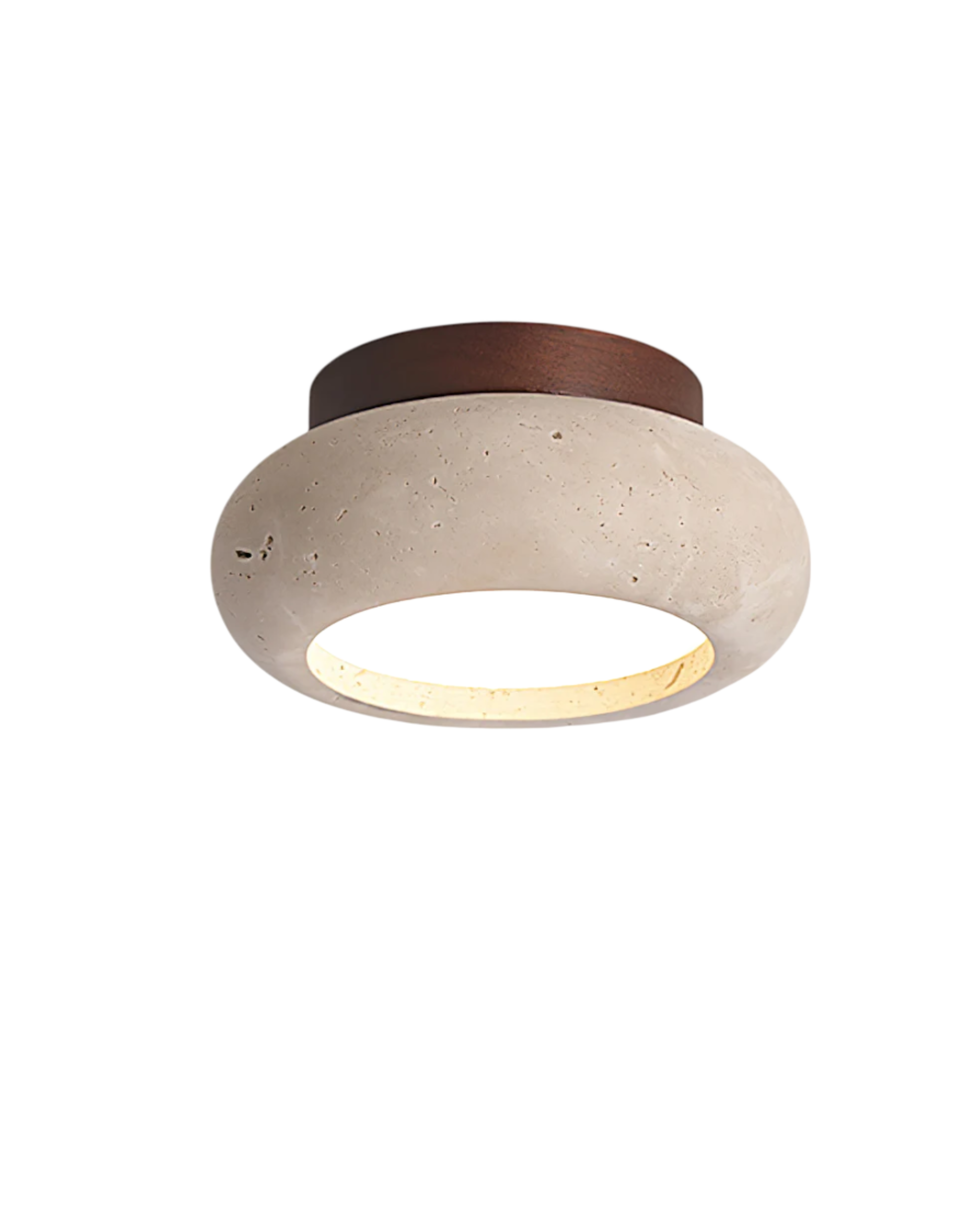 Acrylic Ceiling Lamp in Walnut and Beige — Flat Panel, Even Illumination