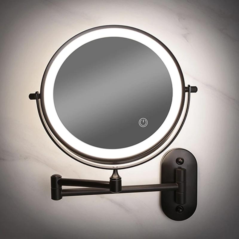 Miroir grossissant LED Velora rechargeable à double bras — verre à grossissement de précision