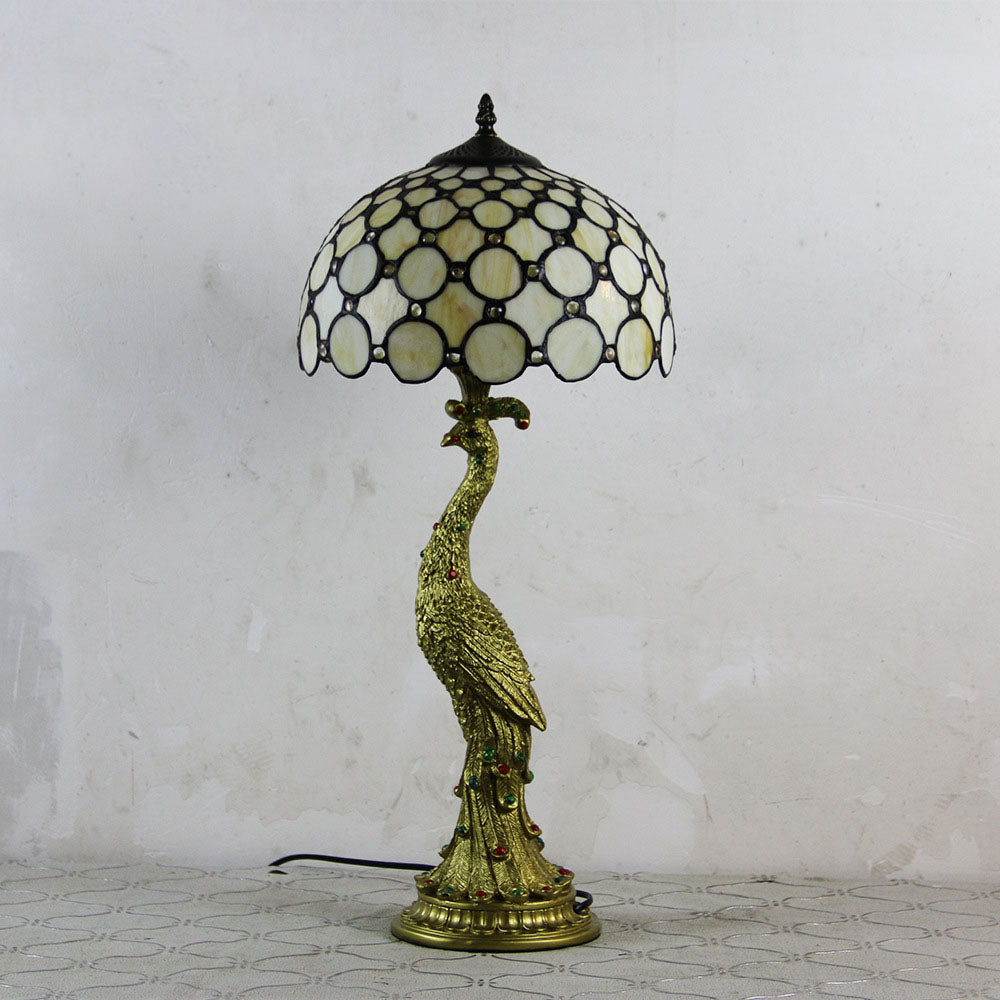 Stolní lampa Aurena Tiffany Style — zářivě vícebarevné skleněné stínidlo ve tvaru kopule