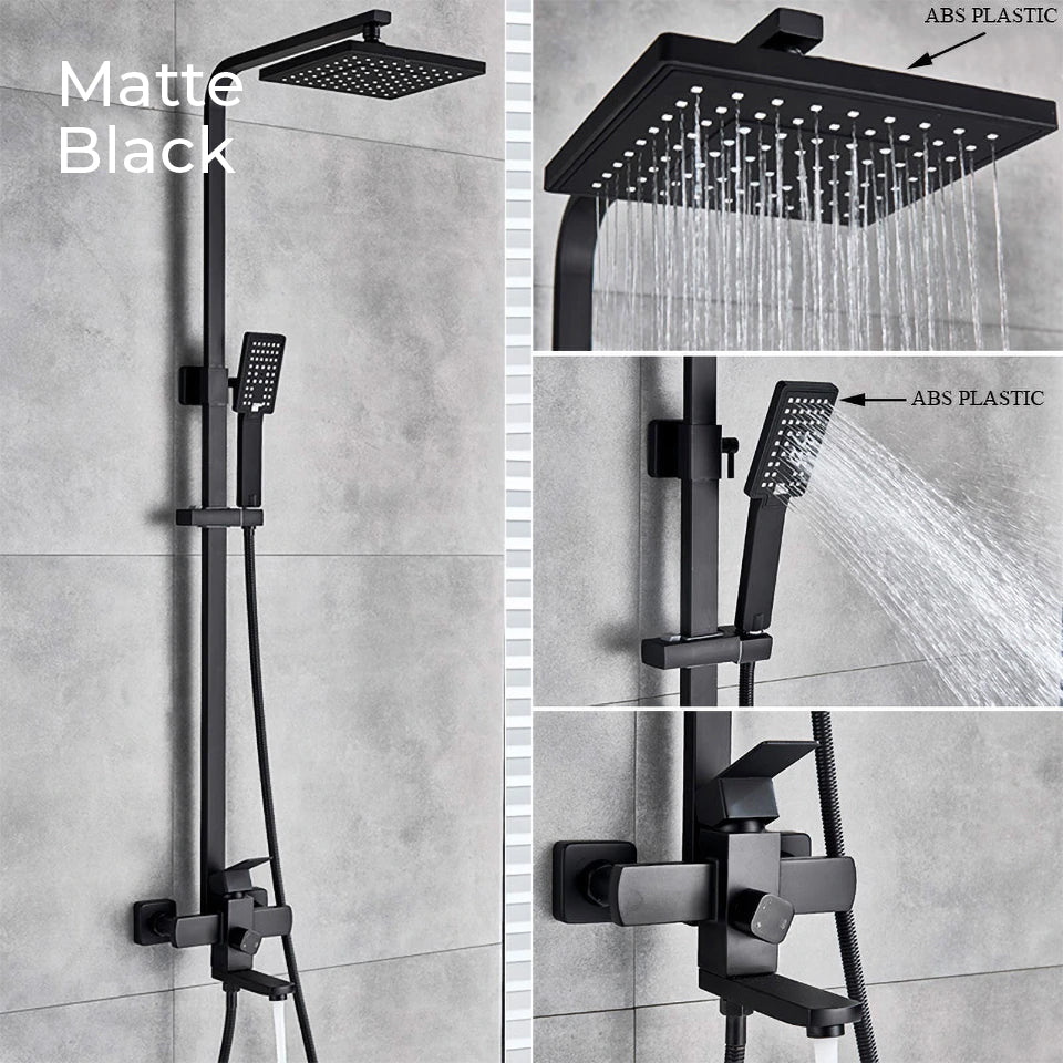 Nyra Wall-Mounted Shower System — Dual Mixer and Handheld Rain Spray
