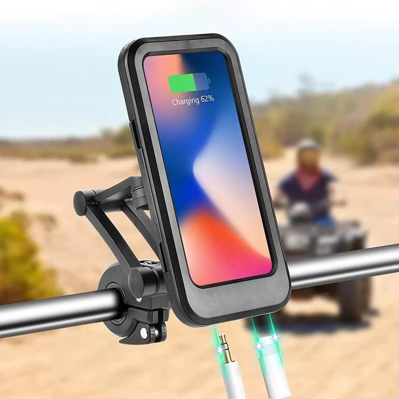 NovaTrail telefonhållare för styre – inbyggd powerbank på 15 W, vattentätt hölje