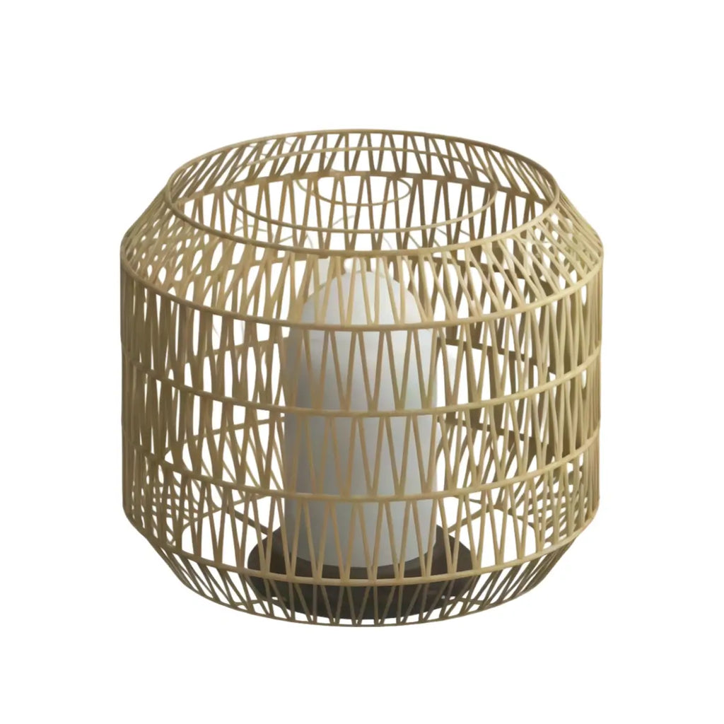Farmhouse Outdoor Lamp - Wood & Metal Rattan Lantern - Flindria