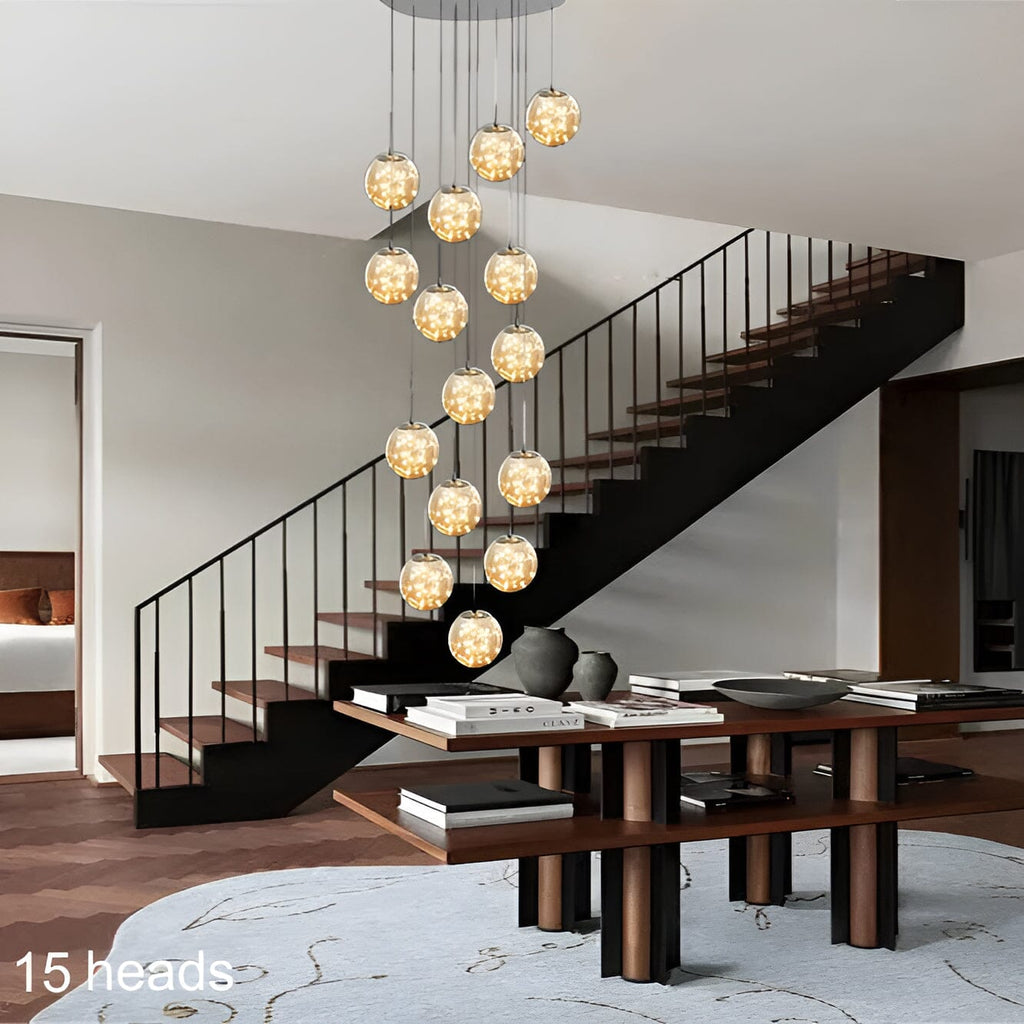 Bella Glass Ball Staircase Chandelier — Elegant Pendant Light