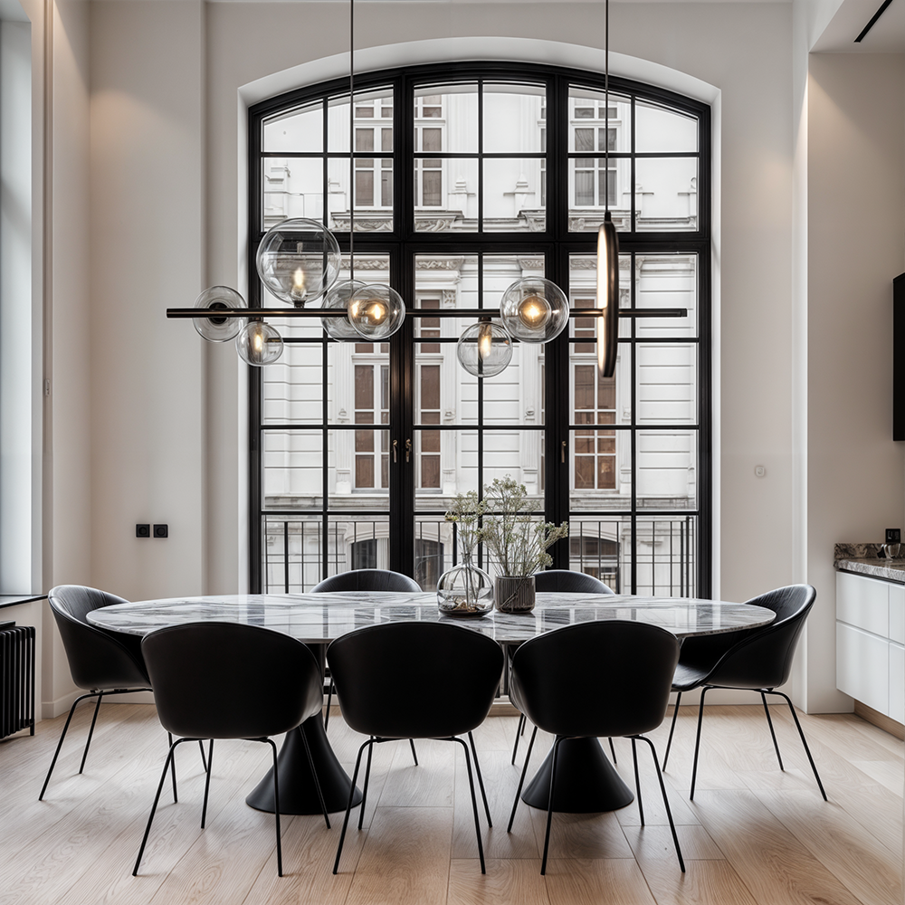 AstraLume Dual-Style LED-Kronleuchter mit Glaselementen und Aluminiumrahmen für moderne Häuser