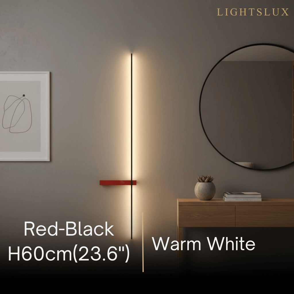 Minimalist Linear LED Wall Lamp – Black/White/ Red for Living Room - Flindria