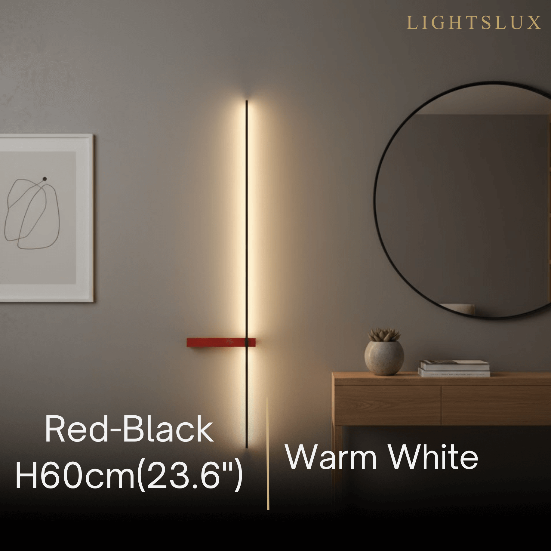 Minimalist Linear LED Wall Lamp – Black/White/ Red for Living Room - Flindria