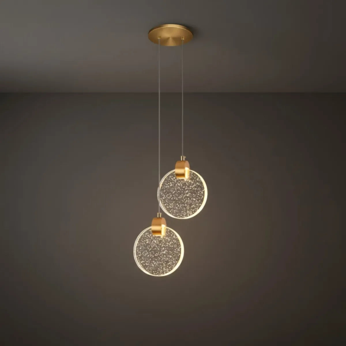 Art Deco Round – Pendant Light Gold Metal/Crystal for Dining Room - Flindria