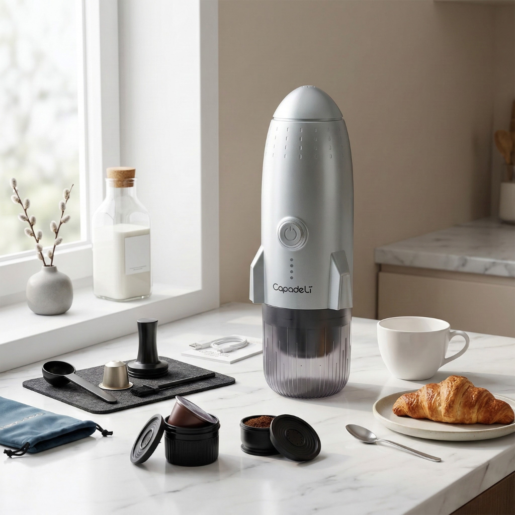 Portable Self-Heating Espresso Machine — Compact Electric Brew Device