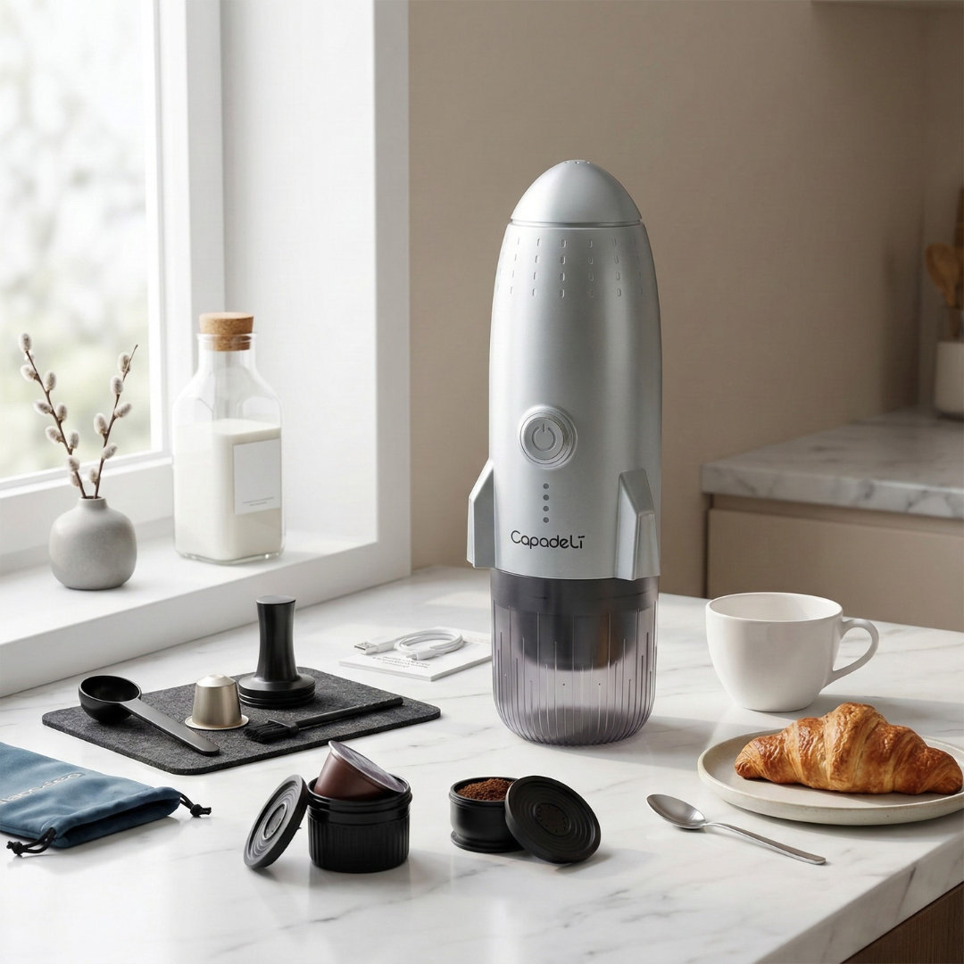Portable Self-Heating Espresso Machine — Compact Electric Brew Device