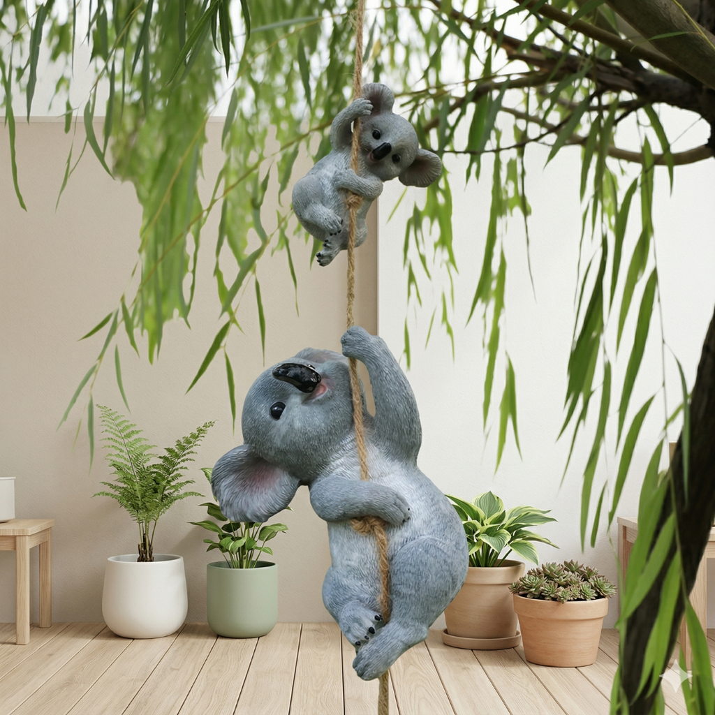 Koala Garden Swing Figurine — 4.5-Inch Miniature Sculpture
