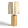 LumaRidge Table Lamp In Wood Finish With Pleated Shade And Warm LED Glow