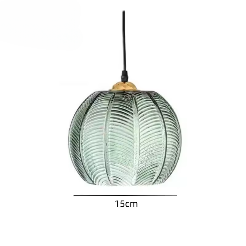 Nordleaf Pendant Light With Leaf Motif In Green Glass Shade