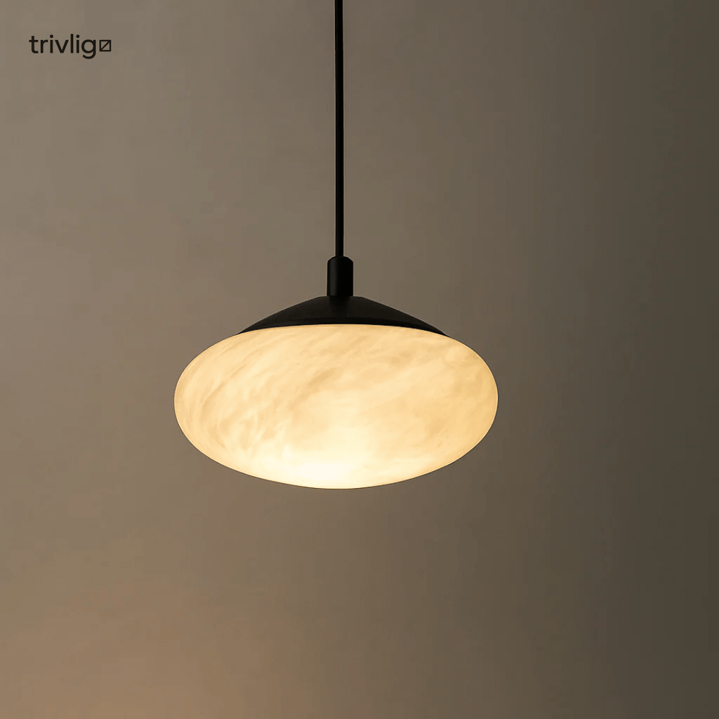 Lunara Alabaster Finish Mini Pendant Light With Mushroom Silhouette