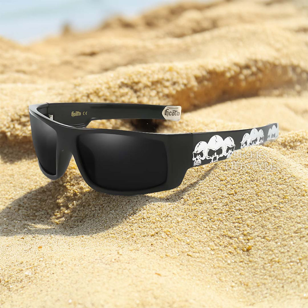 SkullGuard sportos polarizált napszemüveg — UV400-as koponyaminta