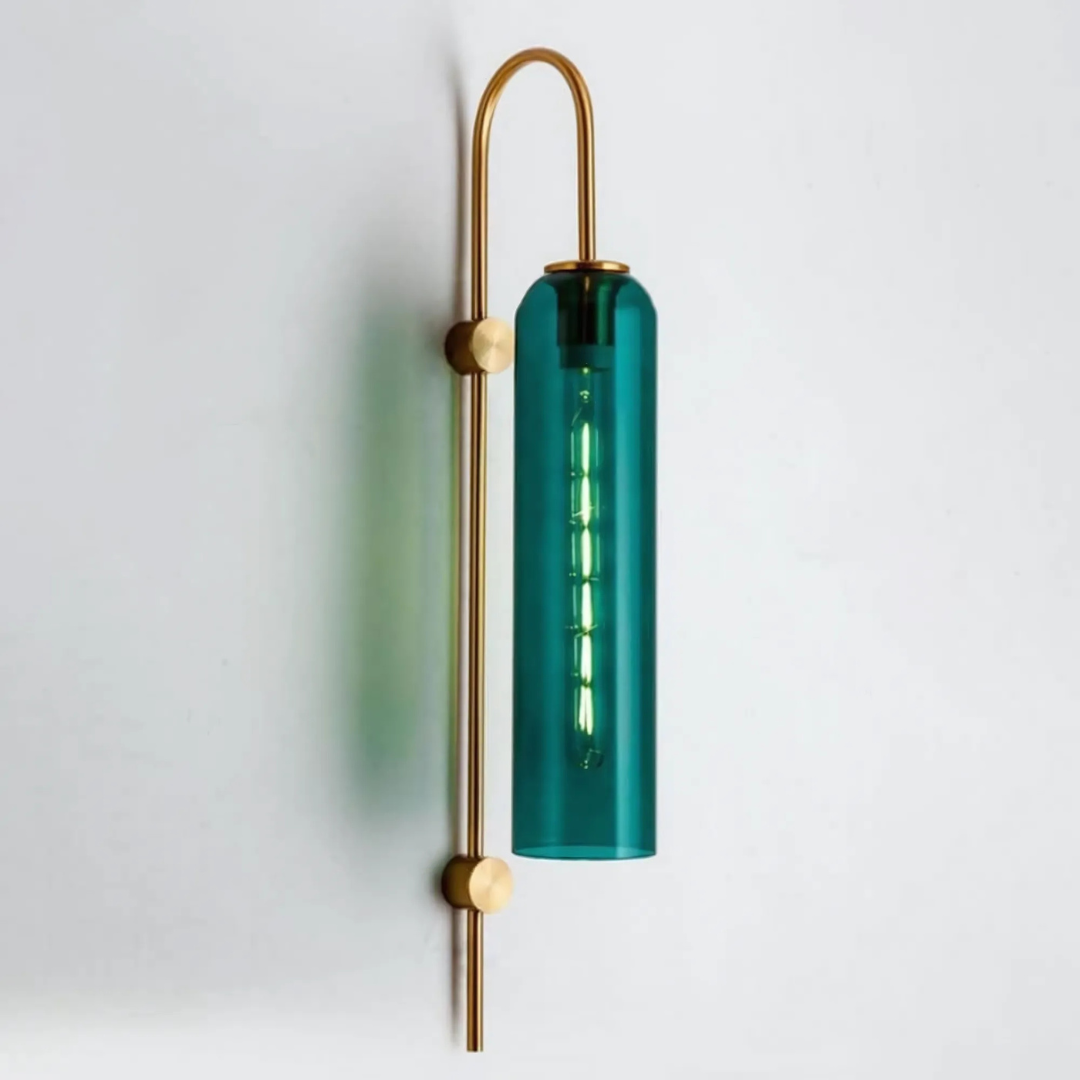 LumaClad Blue And White Smoked Glass Tube LED Wall Lamp