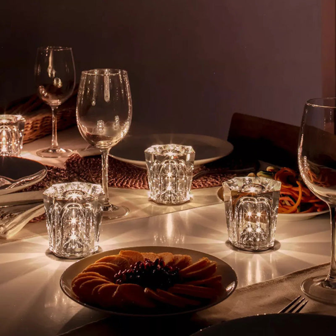 Solara CrystalGlow Rechargeable LED Lamp Faceted Crystal