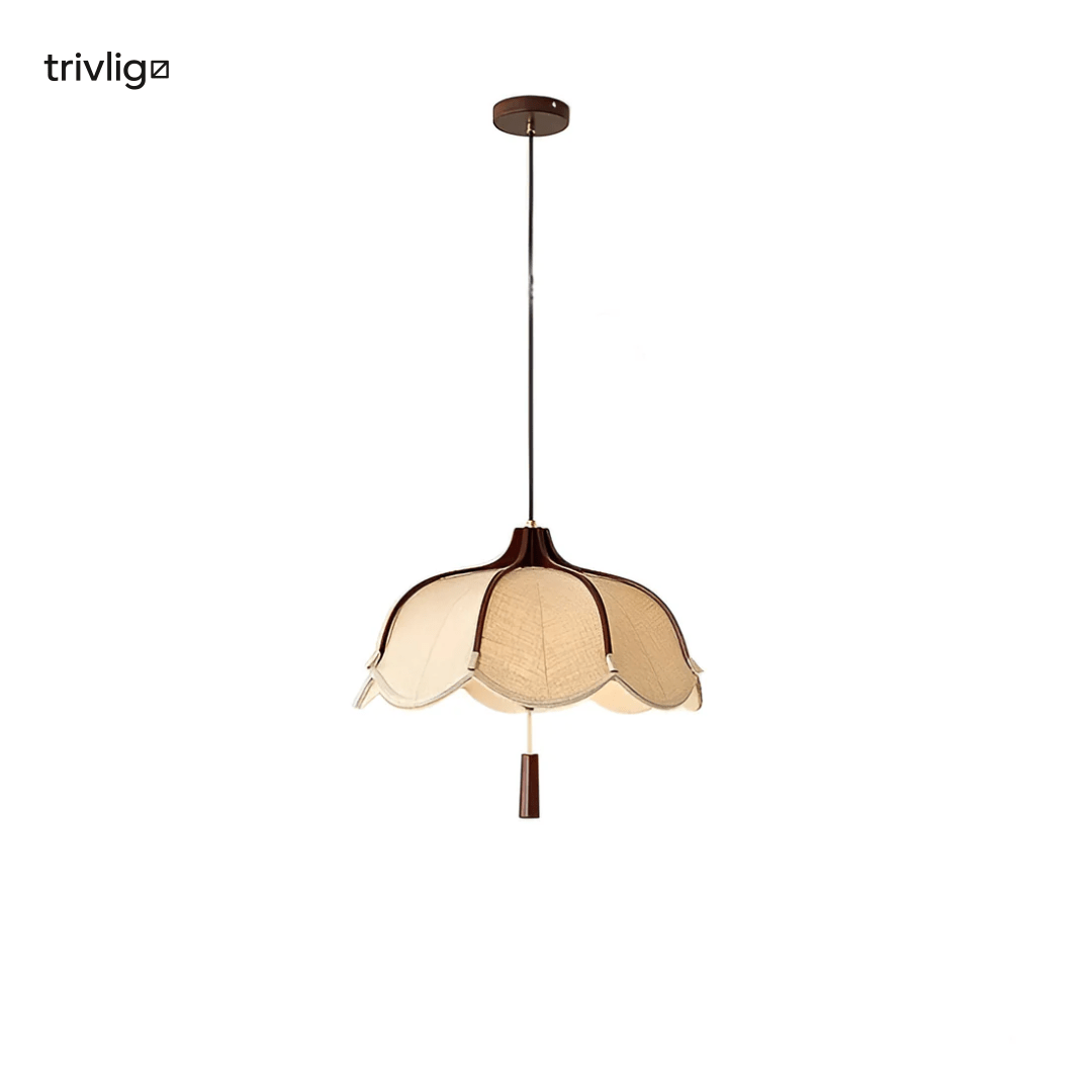 Kizumi Bloom Pendant Light With Fabric Flower, Modern Japanese Wabi-Sabi