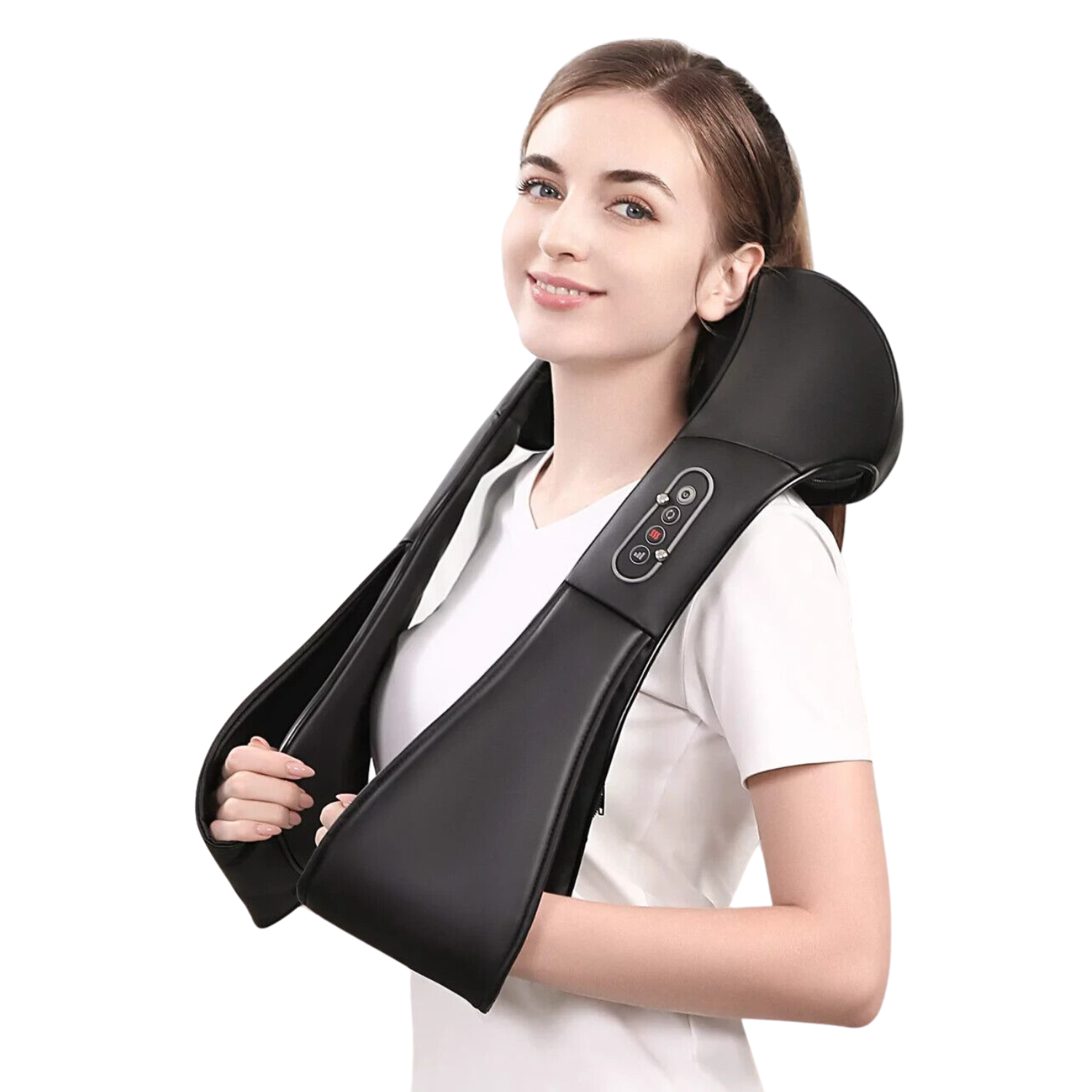 Vyhřívaný shiatsu masážní přístroj na krk a ramena s hlubokou tkáňovou masáží tlakových bodů | Filindra