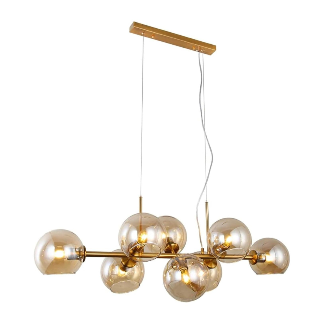 Solara Gold Glass Pendant Fixture Displaying Elegant Globes For Dining Table