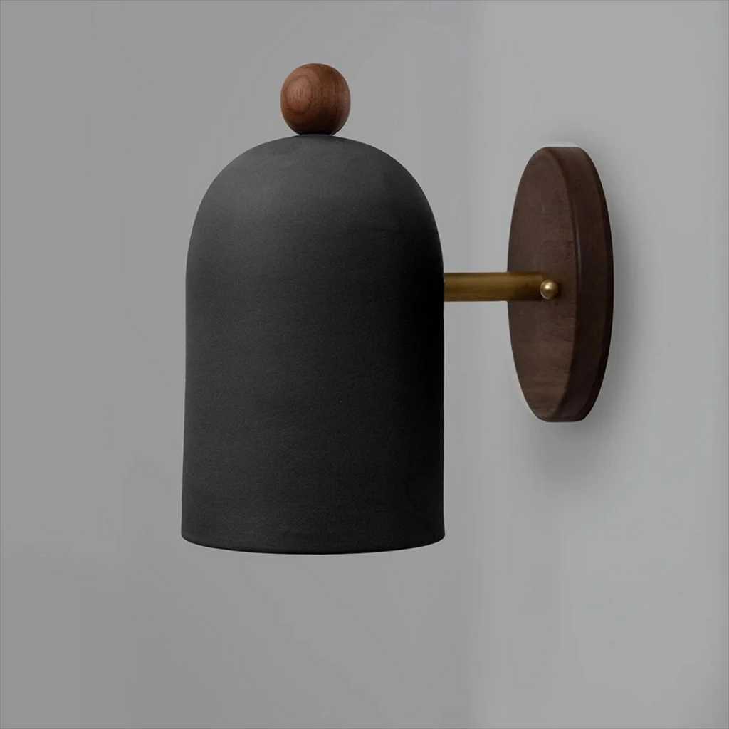 Lorentis Wall Lamp In Iron And Wood For Bedroom And Living Room