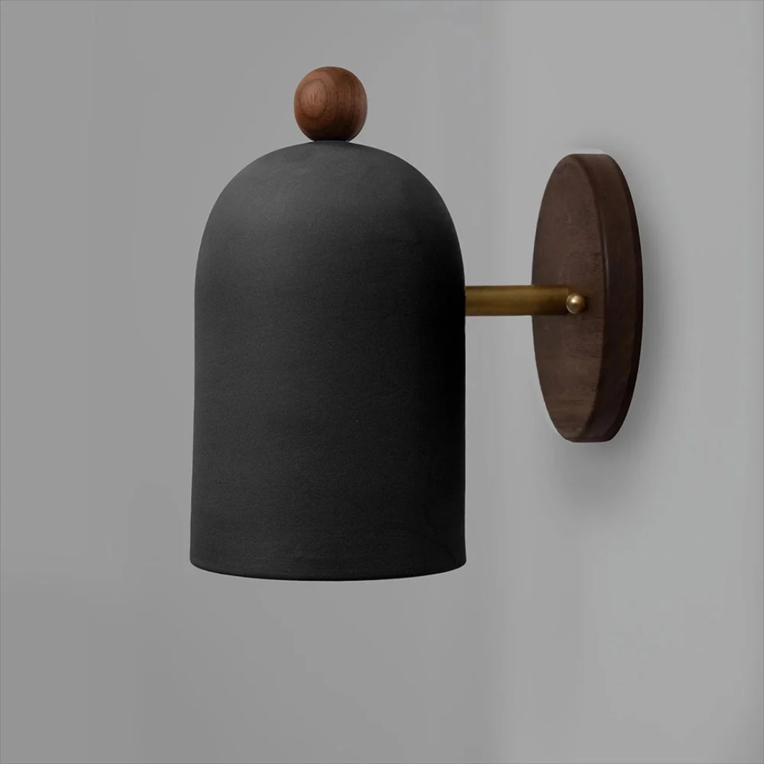 Lorentis Wall Lamp In Iron And Wood For Bedroom And Living Room