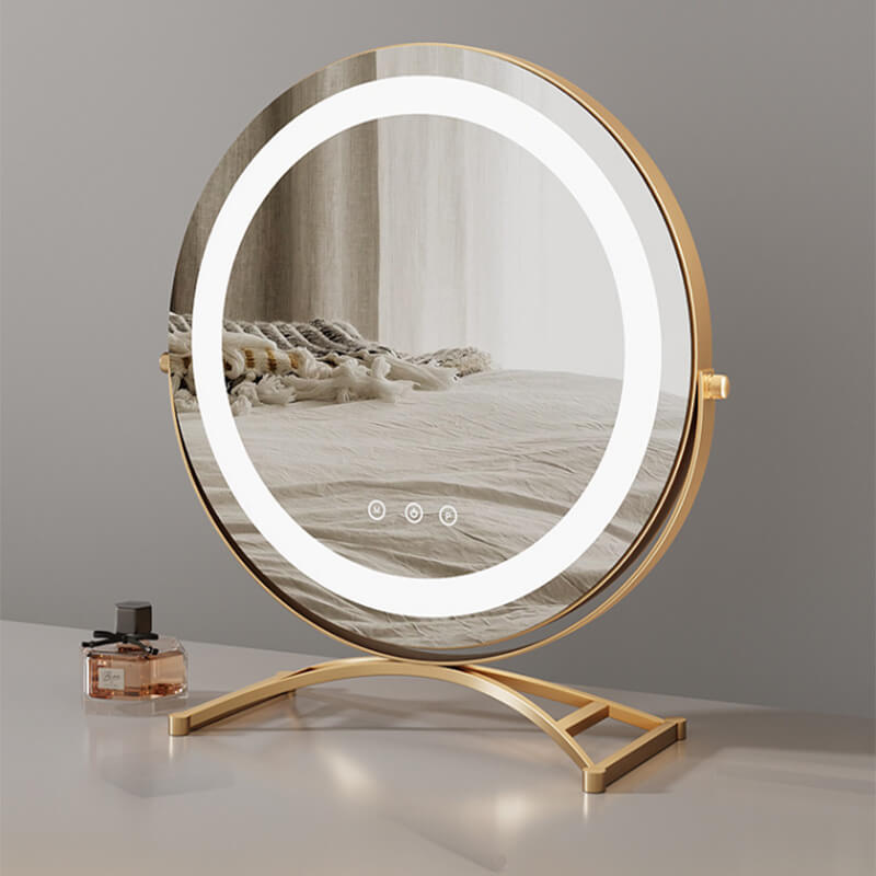 Specchio LED da trucco — Illuminazione dimmerabile, supporto con rotazione a 360 gradi, pannello di controllo touch
