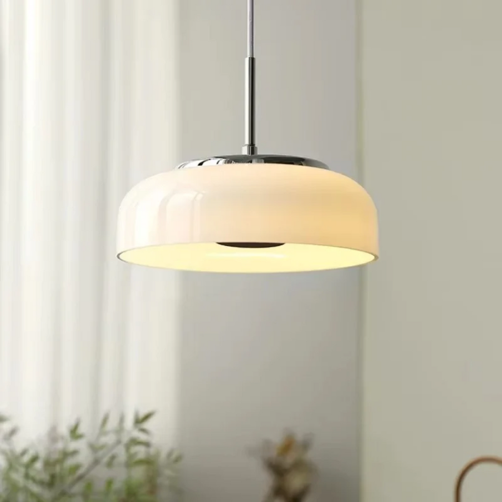 Lyra Esszimmer Pendelleuchte in Chrom-Finish und Weiß