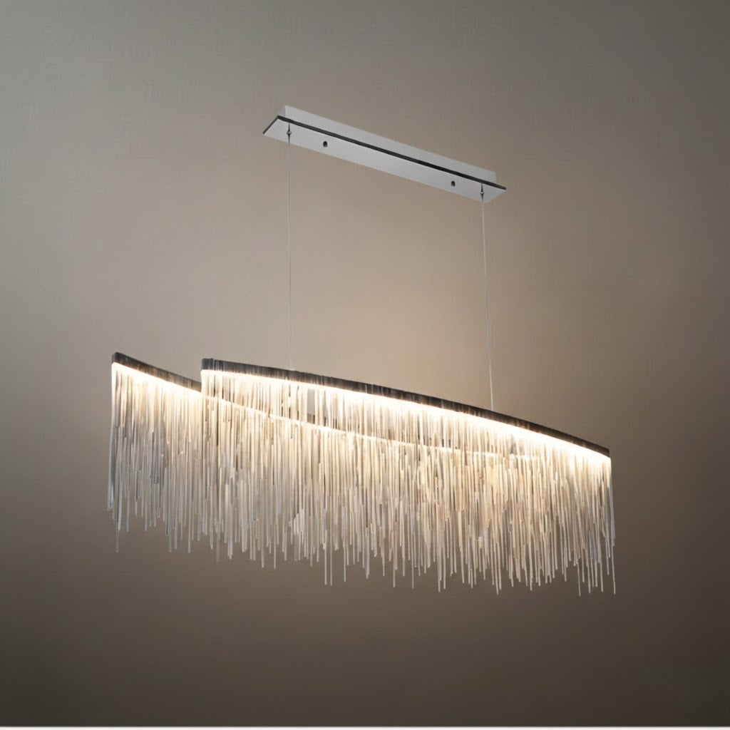 Suspension Royal or ou chrome – Luminaire en métal avec pampilles de luxe pour salle à manger - Flindria