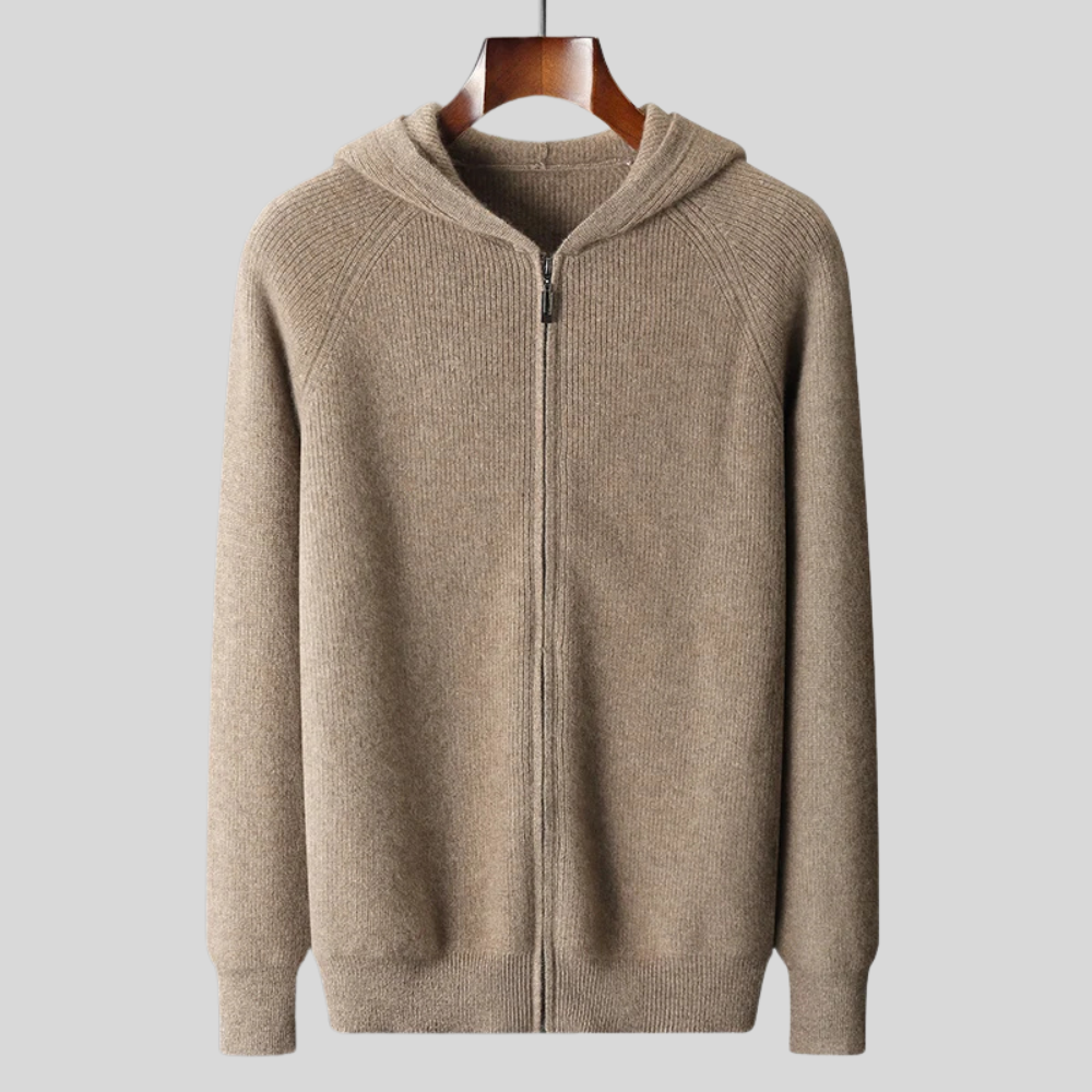 Sudadera con capucha de lana merino y cachemira Royal con cremallera completa - Capa suave y cálida