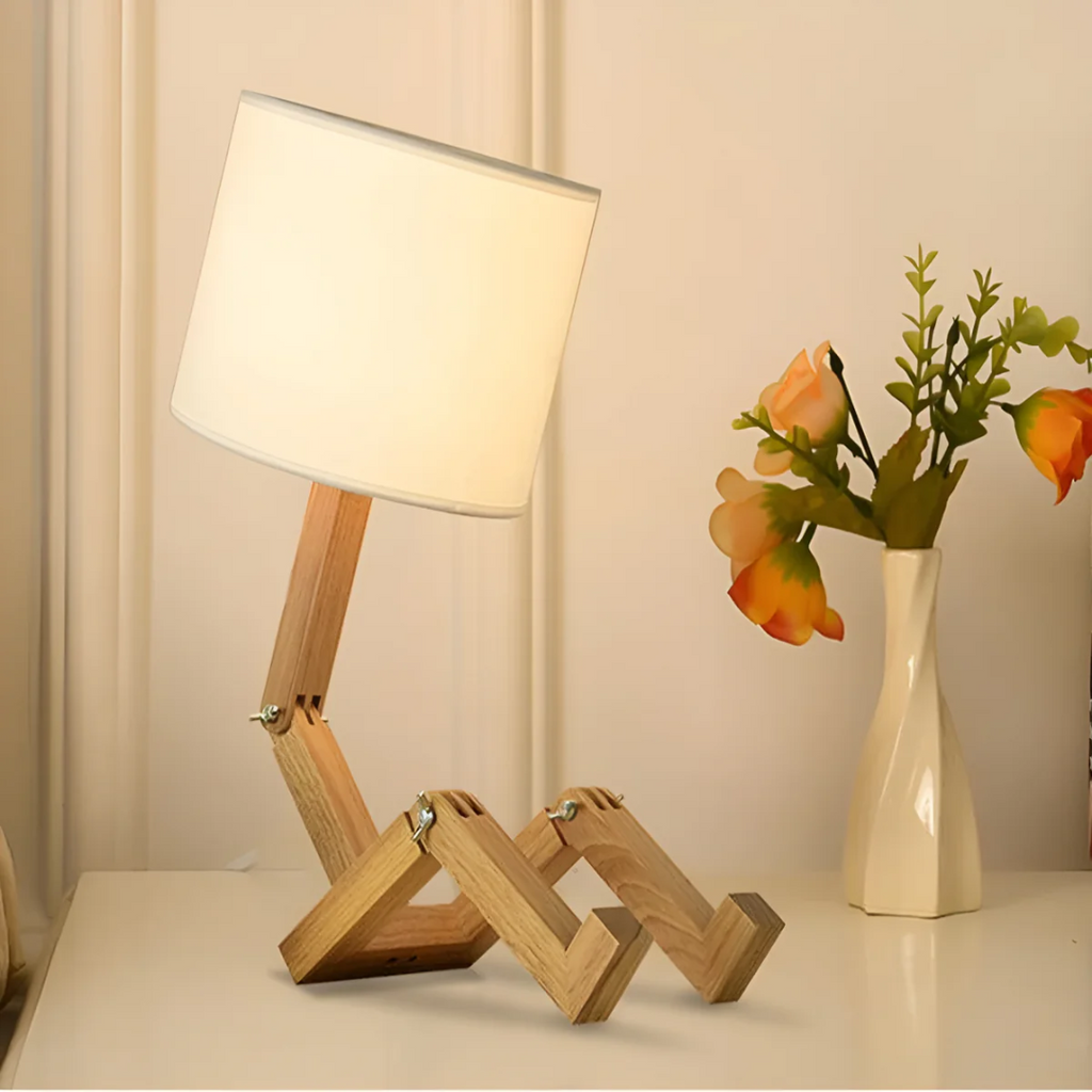 KairoBot Wooden Table Lamp With Adjustable Arms For Nightstand